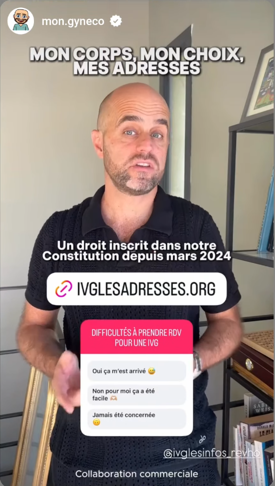 Relais de la campagne ivglesadresses.org par Mon.Gynéco sur Instagram